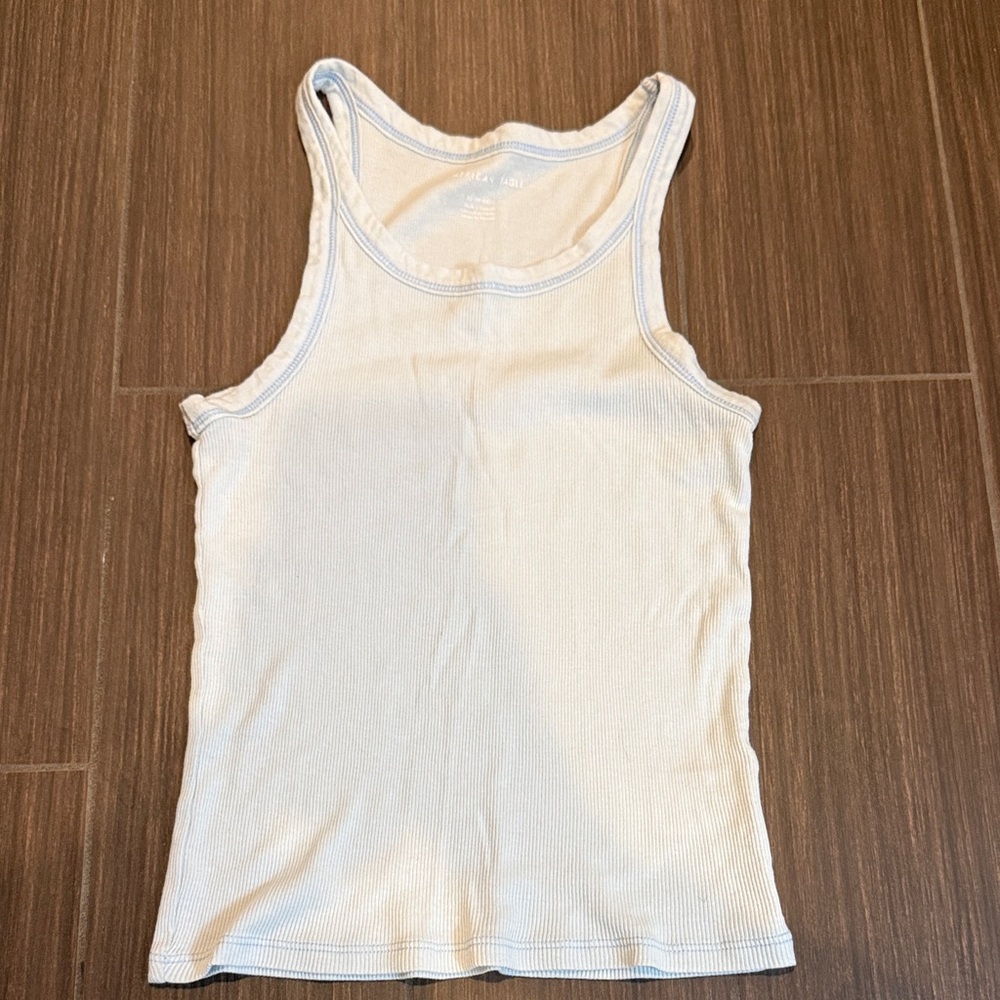 American Eagle Outfitters Cream Ribbed Tank Top